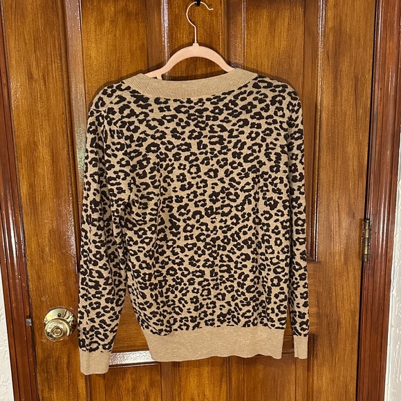 LOFT‎ Animal Print Crew Neck Sweater - Tan and Black - Picture 5 of 5